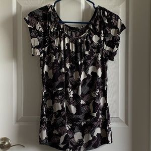 Dressy, Short Sleeved, Crew Neck Blouse